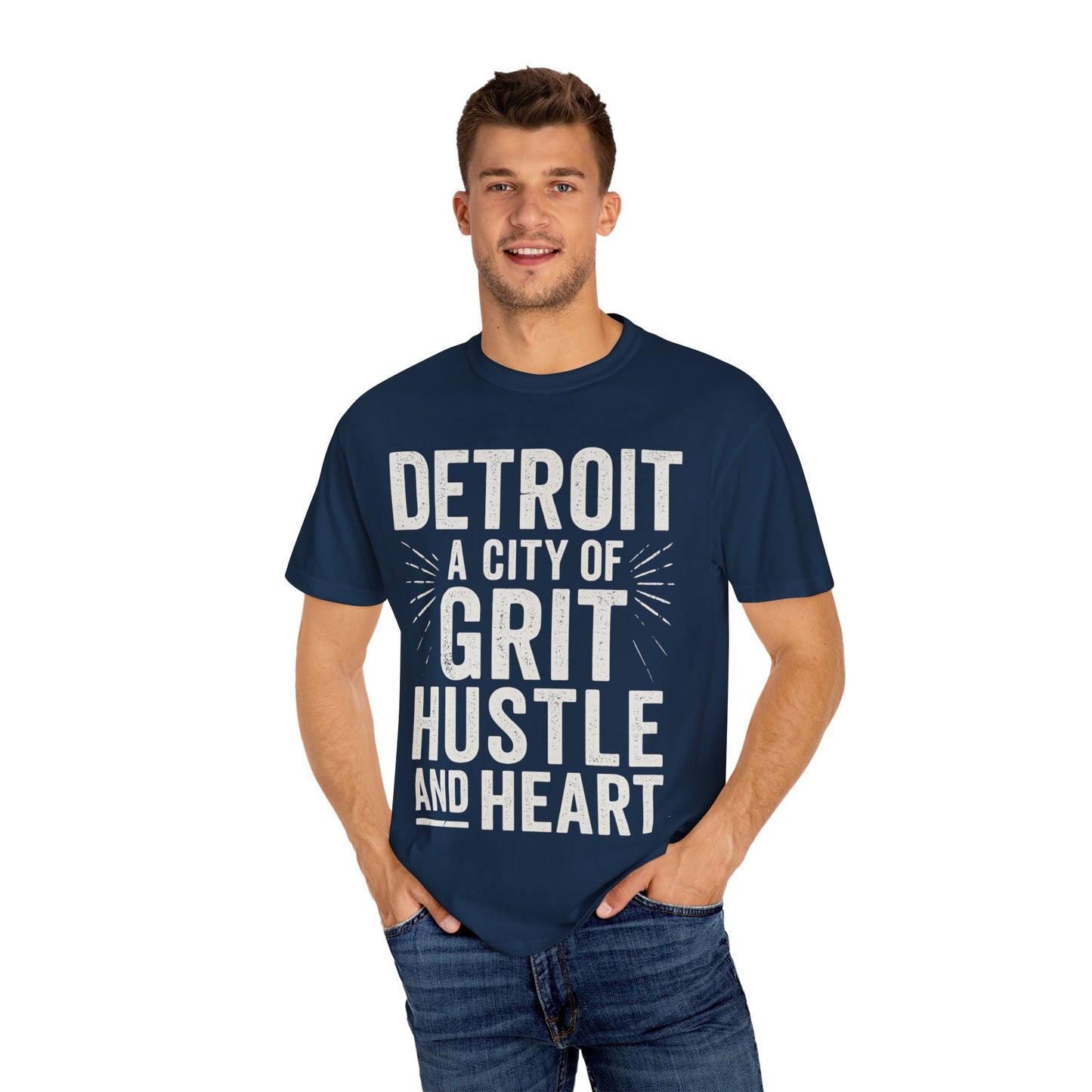 Detroit Grit Hustle Heart T-Shirt, Unisex Tee, Casual Wear, Gift for Detroit Fans, Inspirational City Shirt