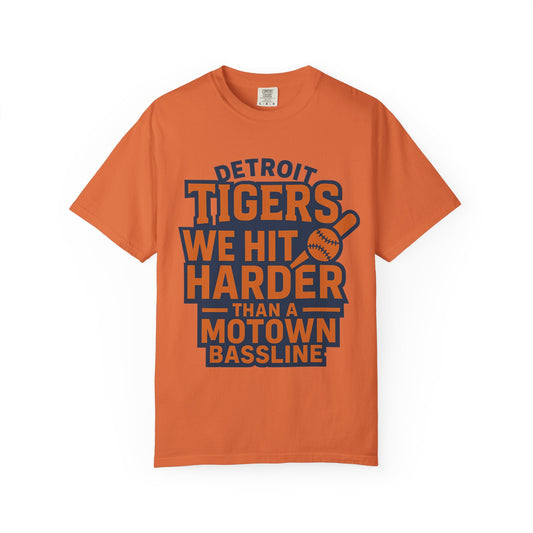 Detroit Tigers Baseball Tee, Unisex Garment-Dyed T-shirt, Motown Music Fan Gift, Vintage Sportswear, Baseball Season Apparel