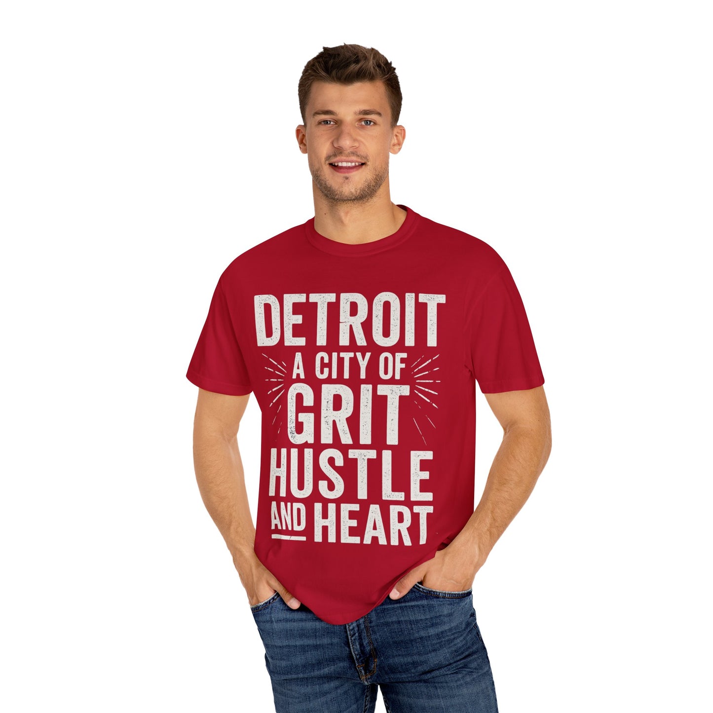 Detroit Grit Hustle Heart T-Shirt, Unisex Tee, Casual Wear, Gift for Detroit Fans, Inspirational City Shirt